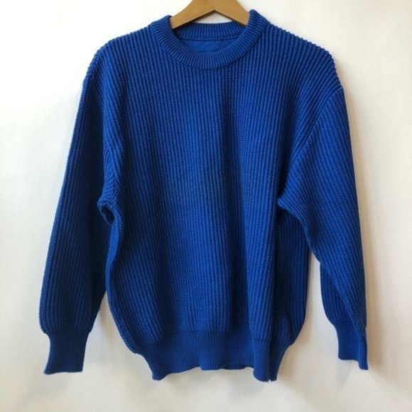 Booner Sweaters - 80's Style Blue Cable Knit Pullover Sweater 12